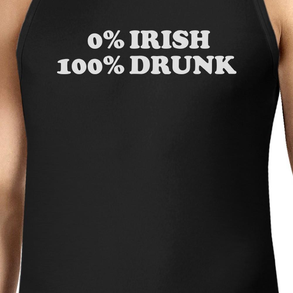 0% Irish 100% Drunk Men's Black St Patricks Day Tank Top Gift Idea