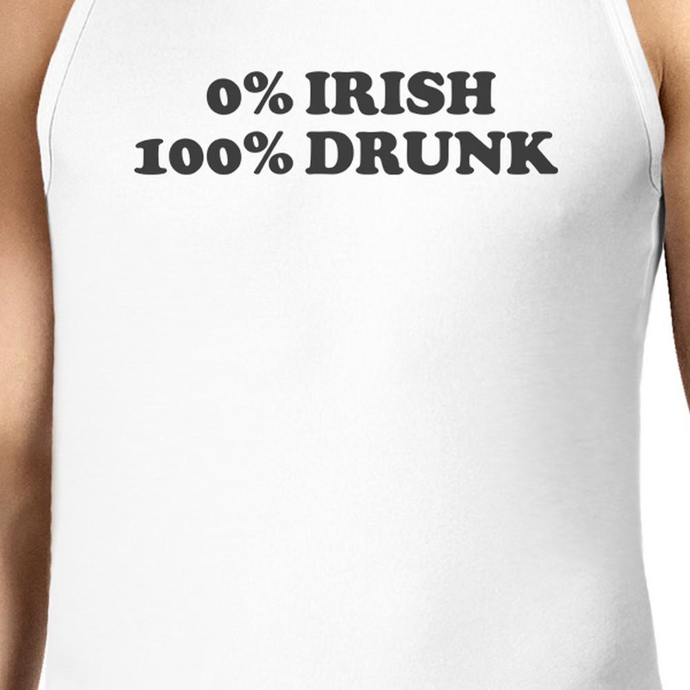 0% Irish 100% Drunk White Sleeveless Tanks For Men Humorous Design