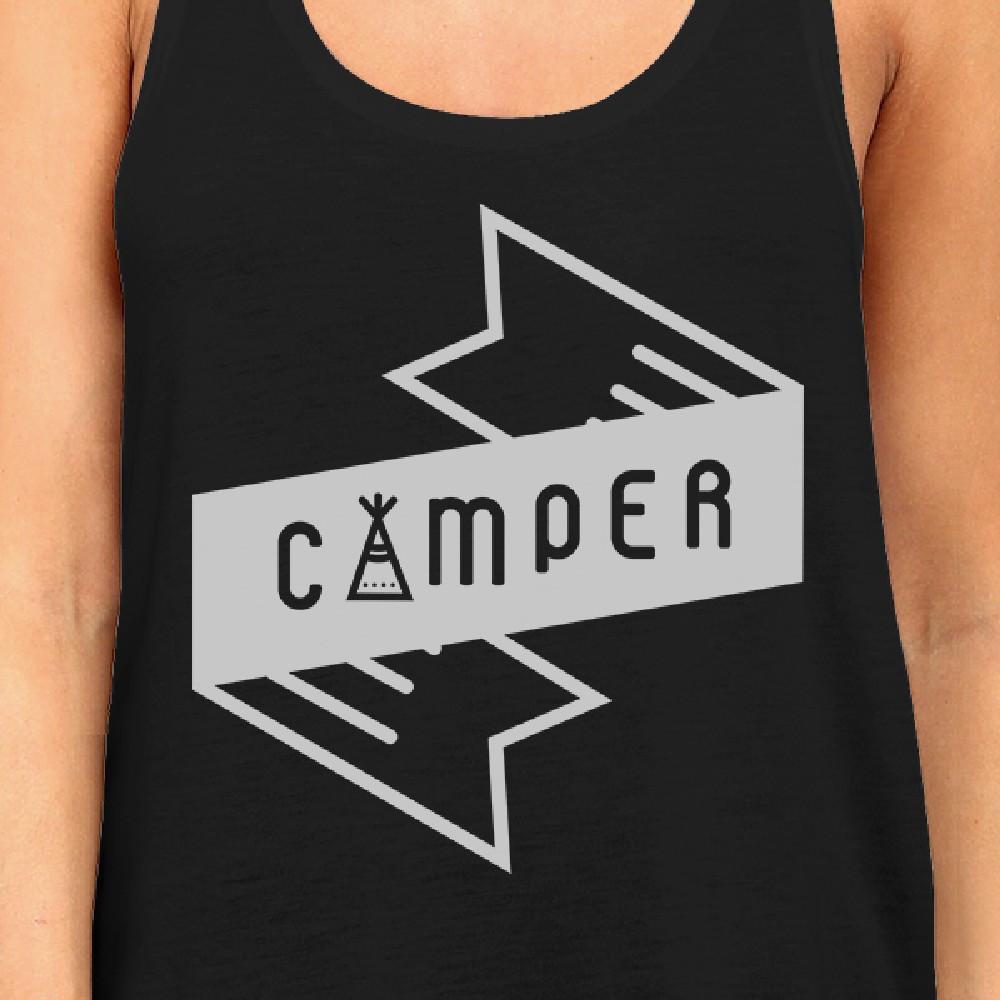 Camper Womens Black Cute Tank Top Trendy Graphic For Camping Lovers