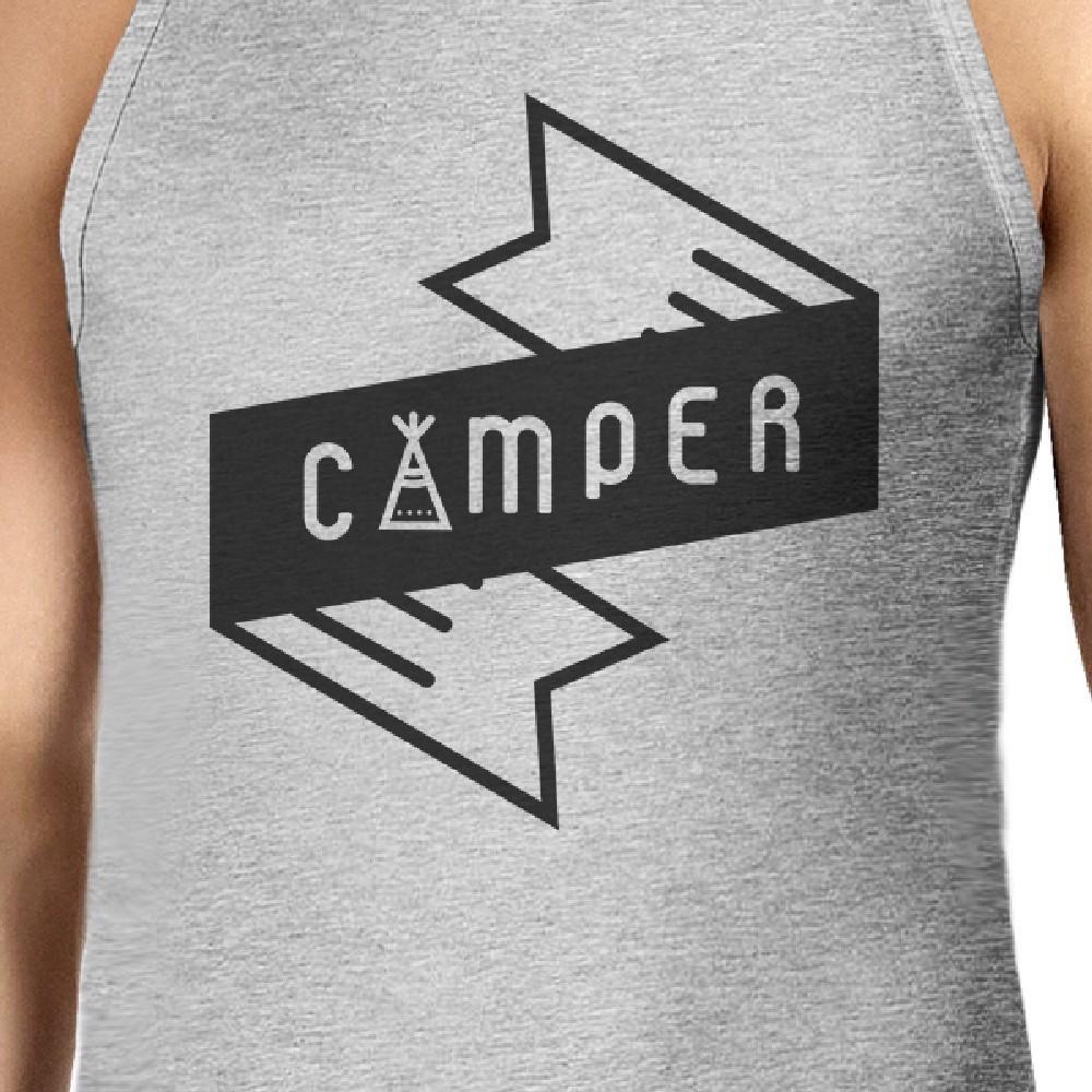 Camper Men's Grey Cotton Tank Top Summer Camping Must Item For Him