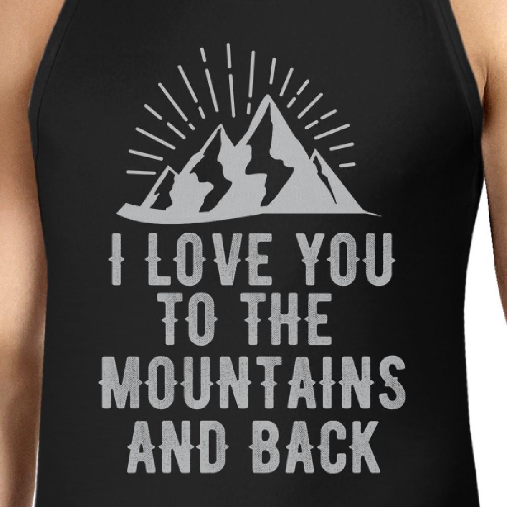 Mountain And Back Men's Black Cotton Tank Top Cute Gift For Couples