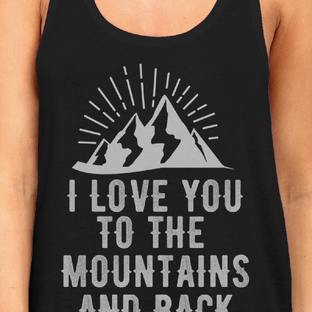 Mountain And Back Women's Black Cotton Tanks Cute Gifts For Couples