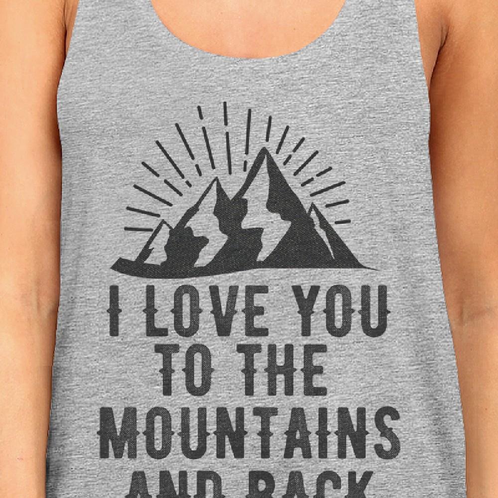 Mountain And Back Women Gray Sleeveless Tee Great Summer Couple Top