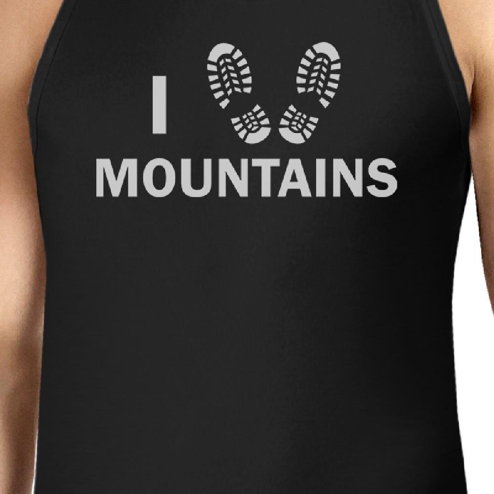 I Heart Mountains Men's Black Cotton Tanks For Mountain Lovers