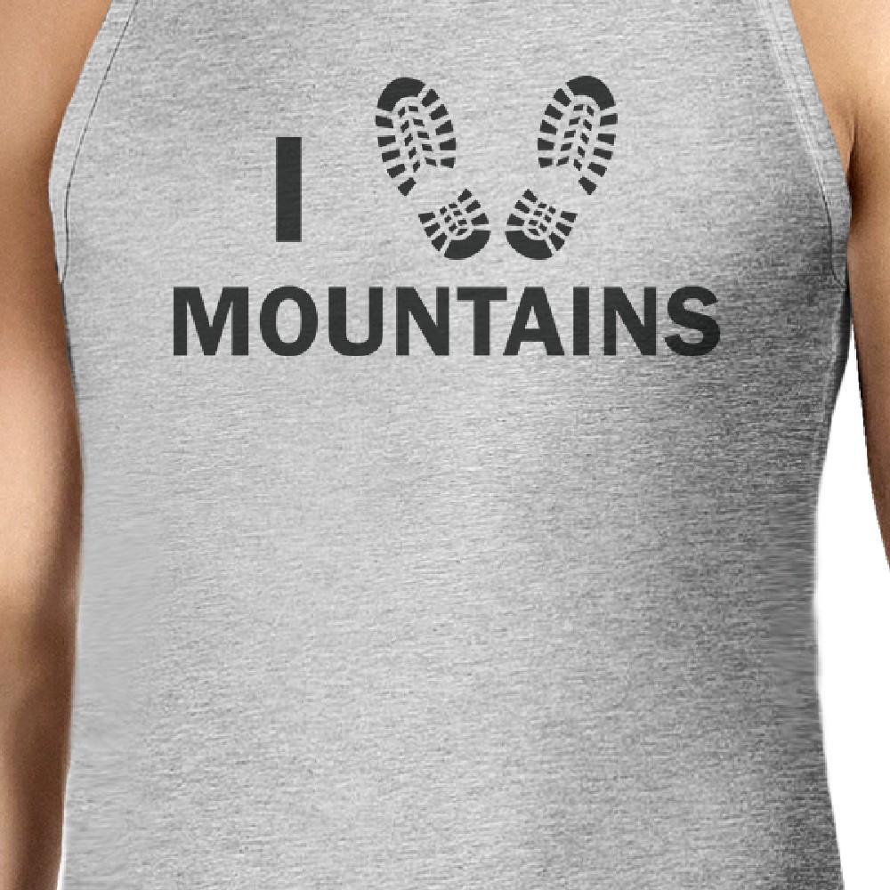 I Heart Mountains Men's Gray Round Neck Tank Top Earth Day Inspired