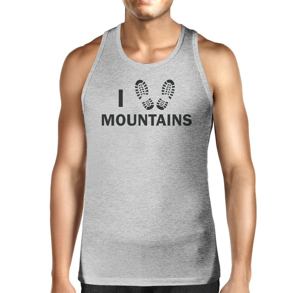 I Heart Mountains Men's Gray Round Neck Tank Top Earth Day Inspired