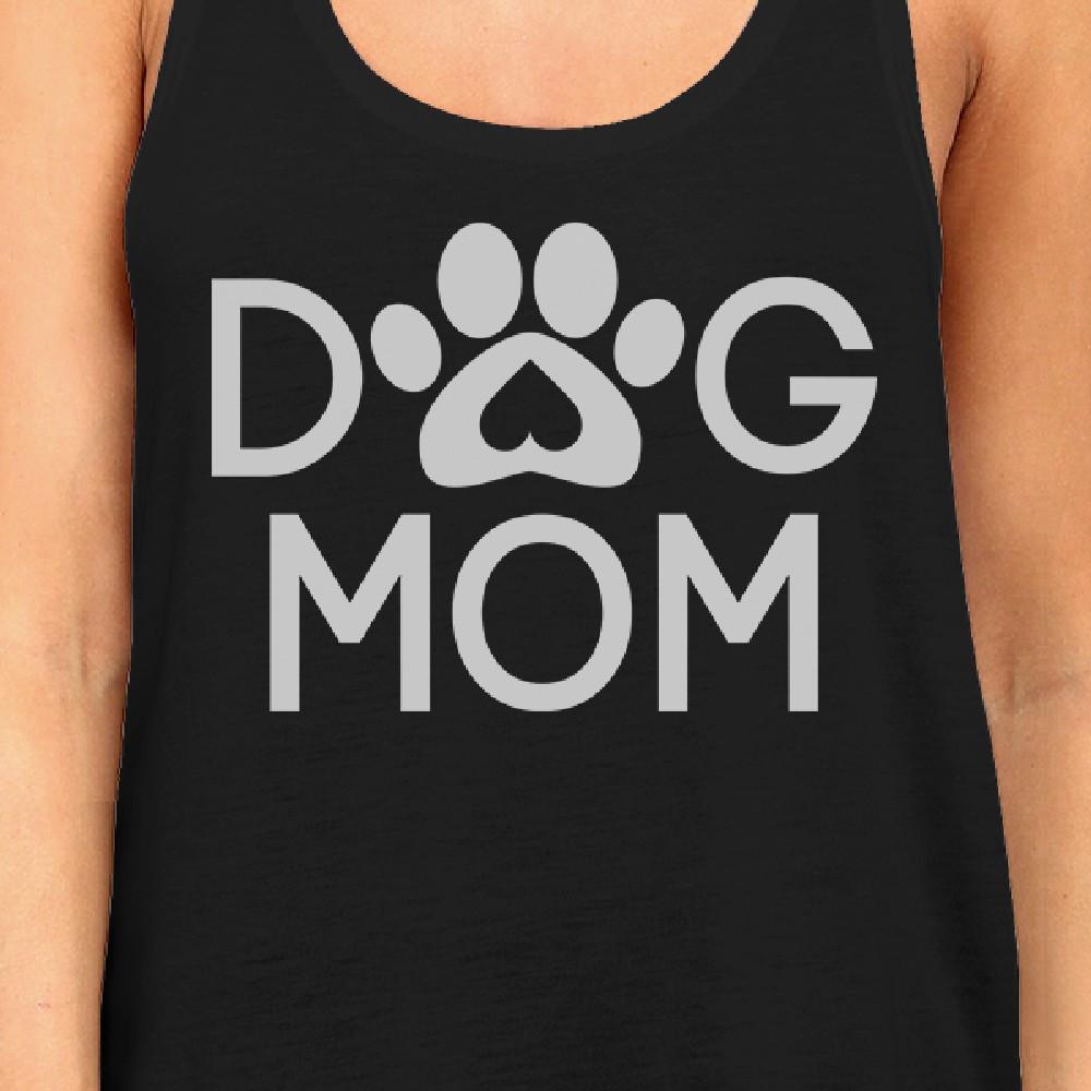 Dog Mom Women's Black Cute Dog Paw Graphic Tank Top For Dog Lovers