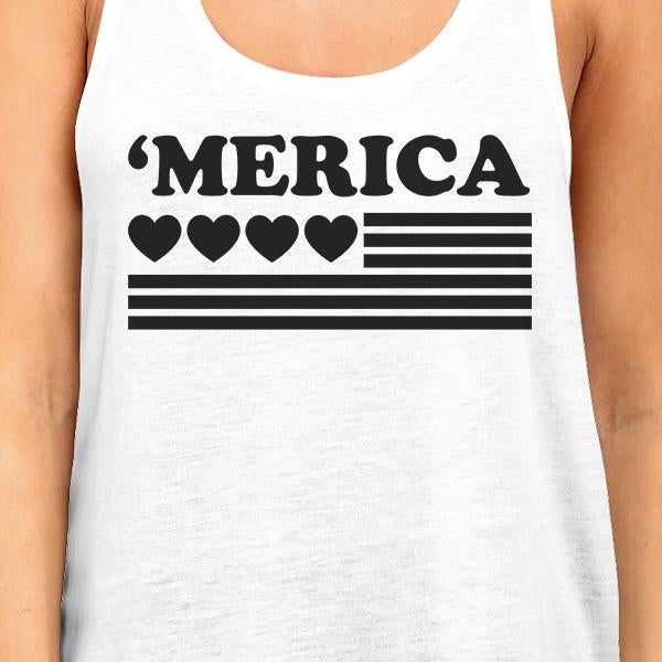 'Merica Womens White Graphic Tank Top Gifts For Independence Day