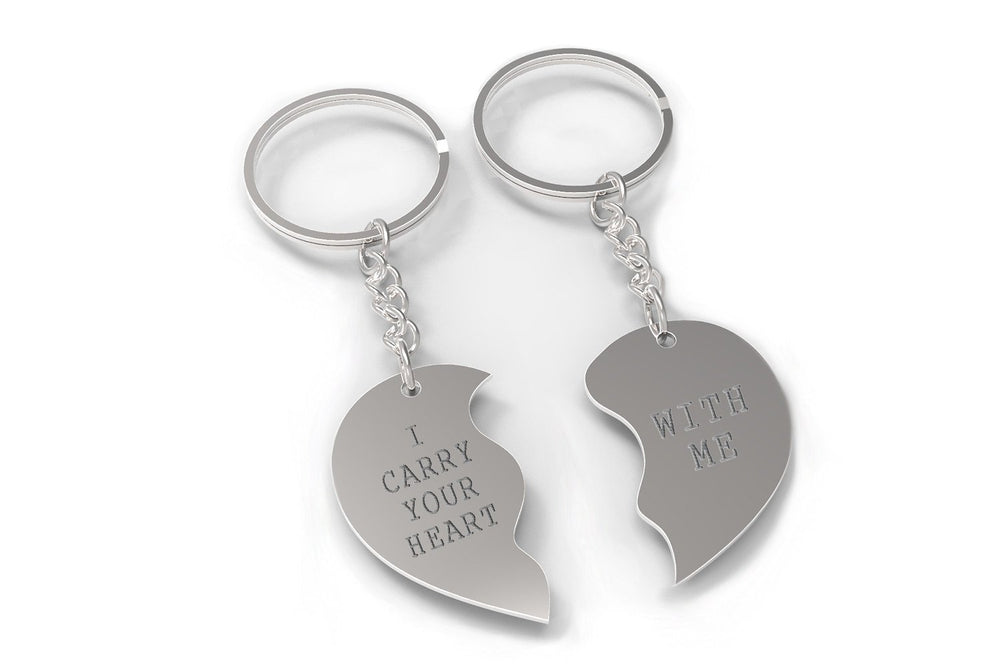 I Carry Your Heart With Me Half Hearts Couple Keychains Matching Key Ring