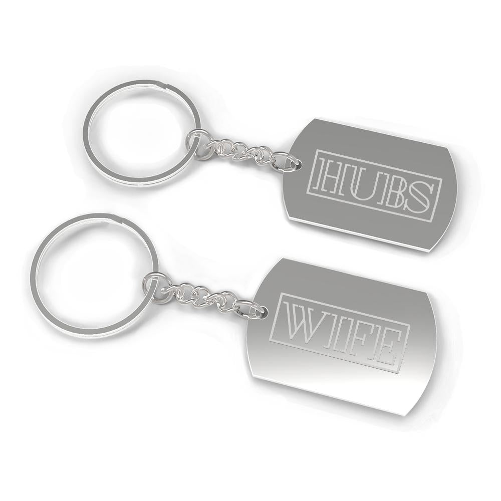 Hubs And Wife Matching Couple Silver Key Chains