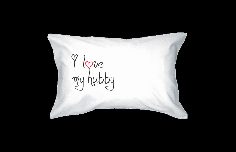 I Love My Hubby and Wifey Standard Size 21 x 30 Matching Couple Pillowcases