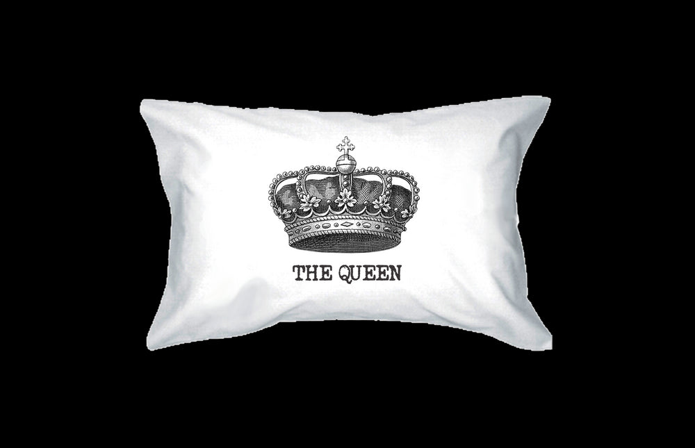 King and Queen Crown Pillow Covers Standard Size 21 x 30 Couple Pillowcases