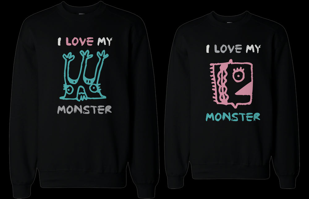 I Love My Monster Couple Sweatshirts Funny Matching Outfit for Couples