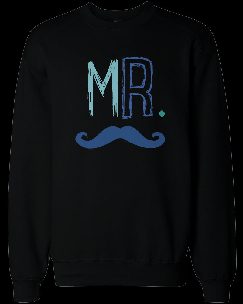 His and Her Mr Mustache and Mrs Lips Matching Sweatshirts for Couples