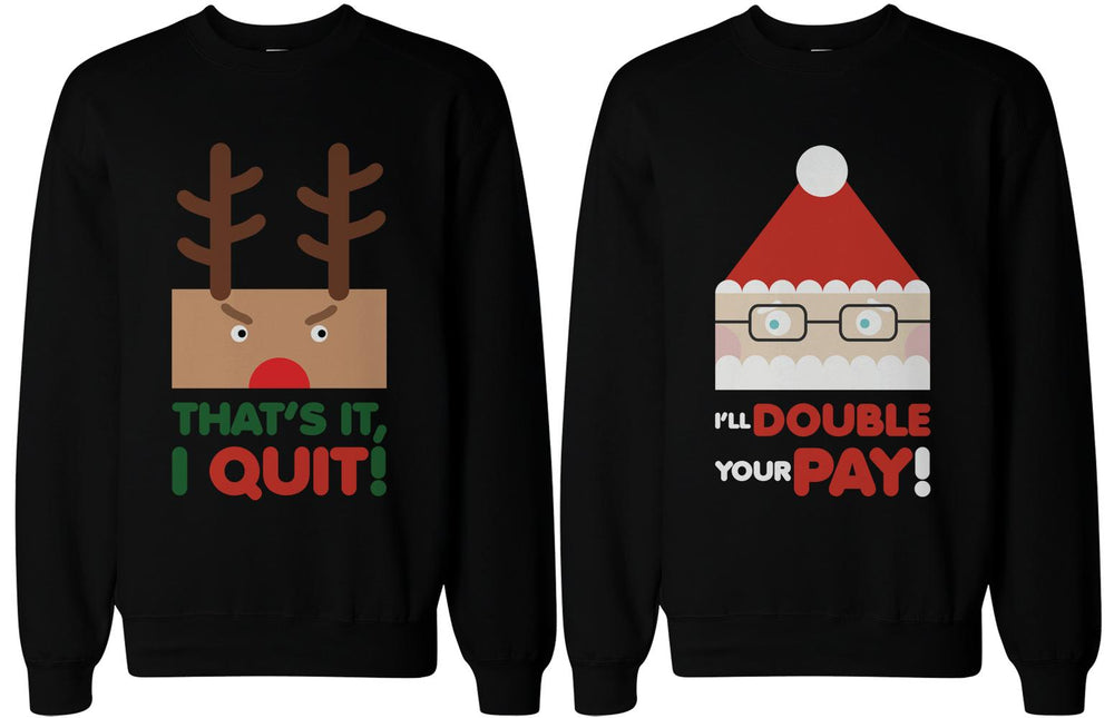 Rudolph and Santa Couple SweatShirts Funny Sweaters for Christmas Gift