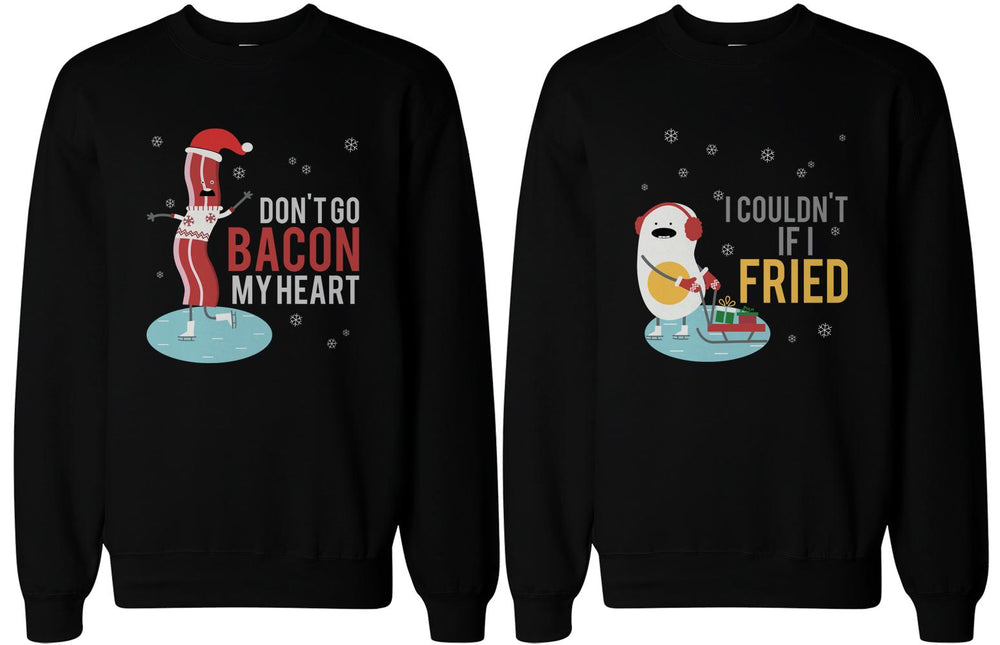 Bacon and Egg Couple SweatShirts Funny Graphic Sweaters for Winter