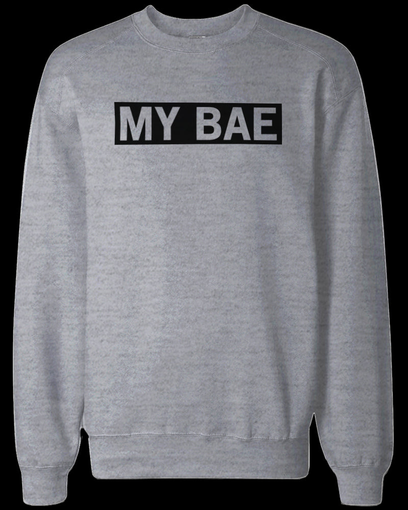 My Bae and My Boo Matching Grey Couple Sweatshirts Great Gift for Couples