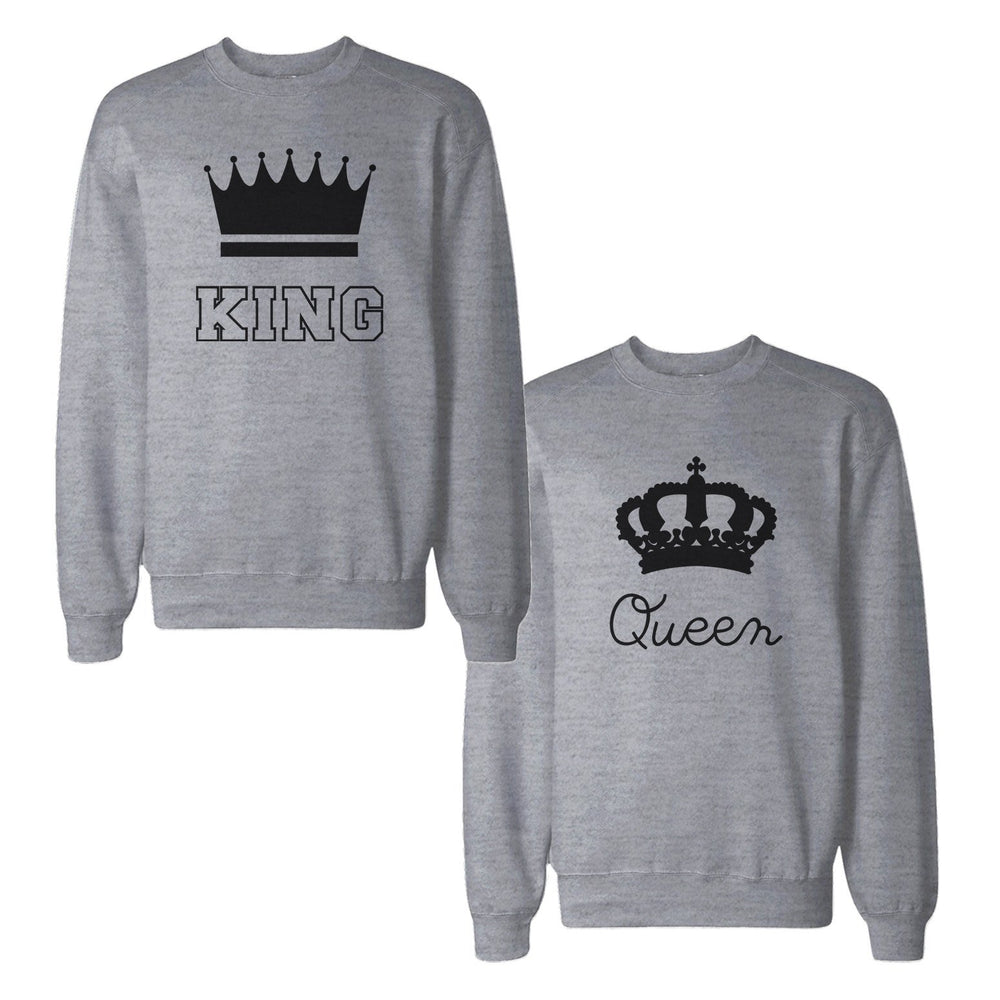 King And Queen With Crown Couple Sweatshirts Matching Sweat Shirts