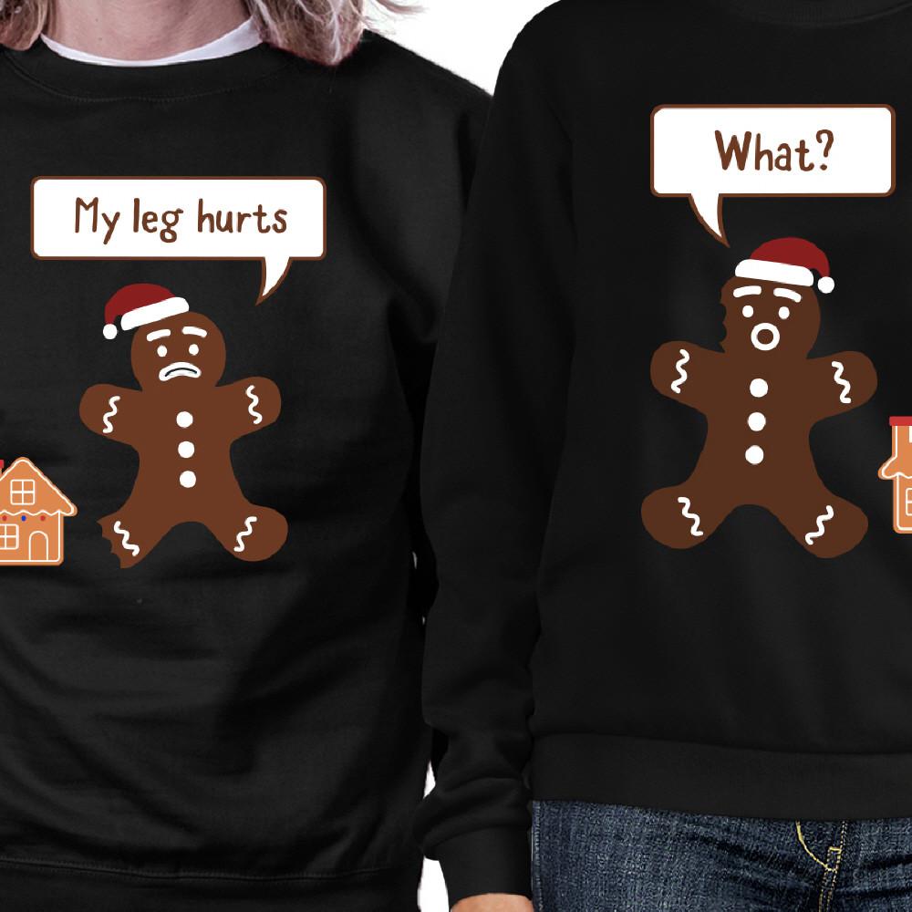 Christmas Gingerbread Couple Sweatshirts Holiday Matching Tops