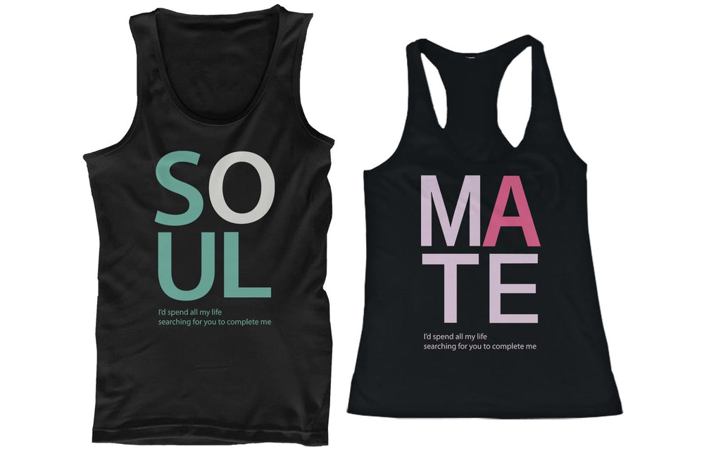 SOUL MATE Couple Tank Tops Cute His and Her Matching Tanks for Couples