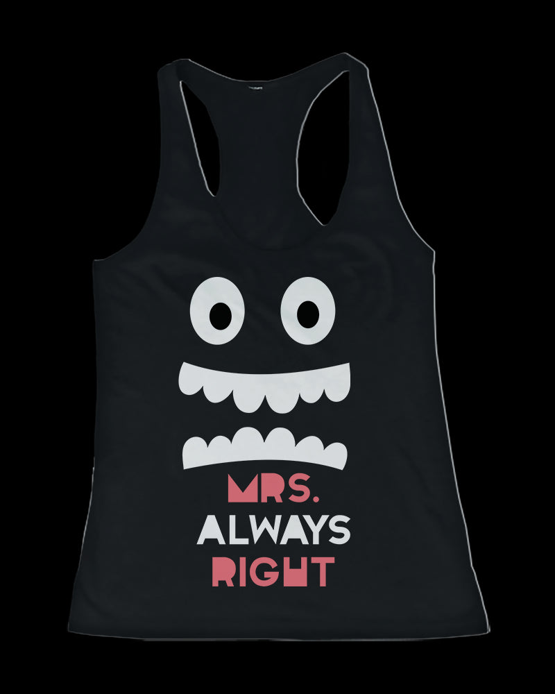 Mr. Right and Mrs. Always Right His and Her Matching Tank Tops for Couples