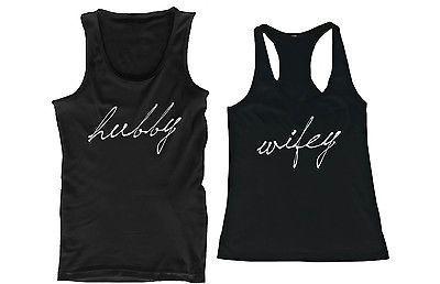 Hubby and Wifey Cute Matching Couple Tank Tops Great Gift Idea for Couples