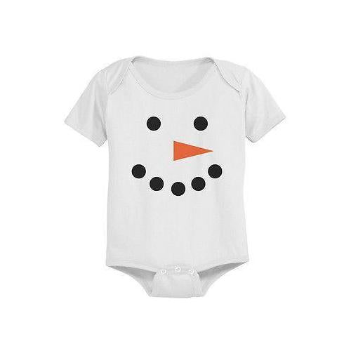 Cute Snowman Face Baby Bodysuit - Pre-Shrunk Cotton Snap-On Style Baby Bodysuit