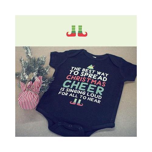 Cute Christmas Theme Baby Bodysuit - Pre-Shrunk Cotton Snap-On Style Baby Bodysuit