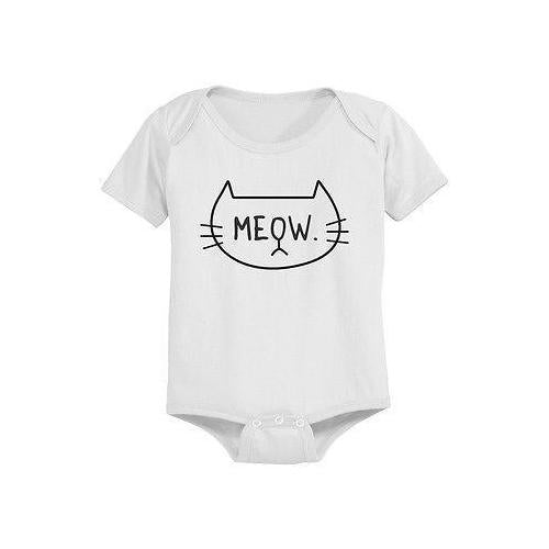 Meow Cat Face Baby Bodysuit - Pre-Shrunk Cotton Snap-On Style Baby Bodysuit