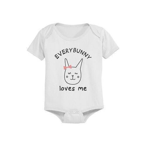 Everybunny Loves Me Baby Bodysuit - Pre-Shrunk Cotton Snap-On Style Baby Bodysuit