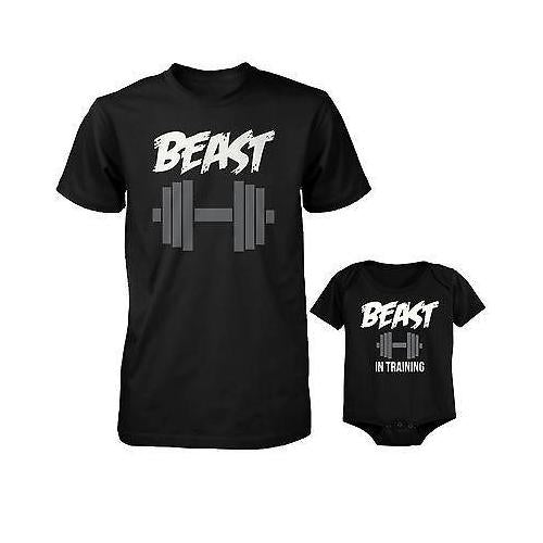 Daddy Beast and Baby Beast in Training Matching T-Shirt and Bodysuit Set