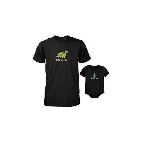 Dad and Baby Matching T-Shirt and Bodysuit Set - Papasaurus and Babysaurus