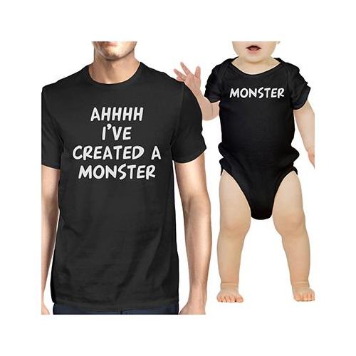 Daddy and Baby Matching Black T-Shirt / Bodysuit Combo - I've Created A Monster