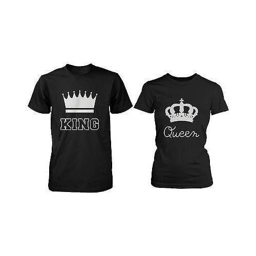 Cute Matching Couple T-Shirts in Black - King and Queen - 100% Cotton