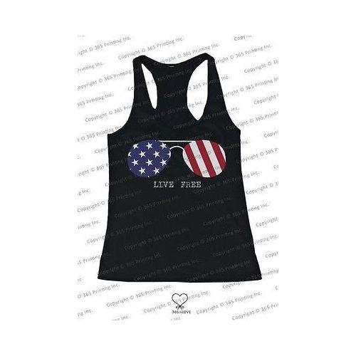 Red White and Blue Collection - Live Free Sunglasses Women's Tank Top