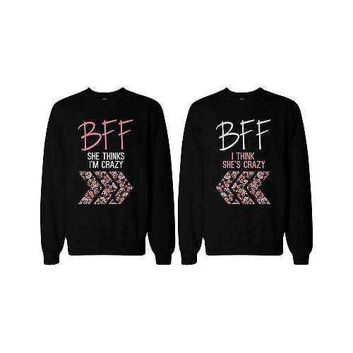 Crazy BFF Floral Printed Sweater BFF Matching SweatShirts for Best Friends