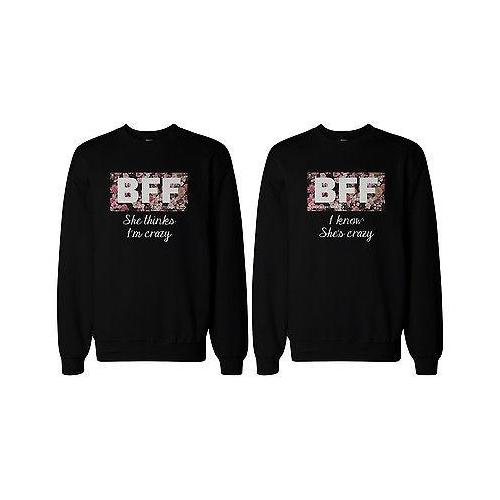 BFF Matching Sweater Crazy BFF Floral Print Sweatshirts for Best Friends