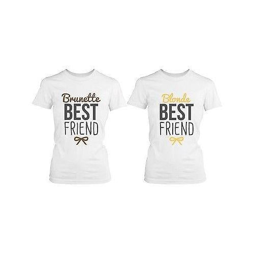 Best Friend Blonde and Brunette Best Friends Matching BFF White Shirts