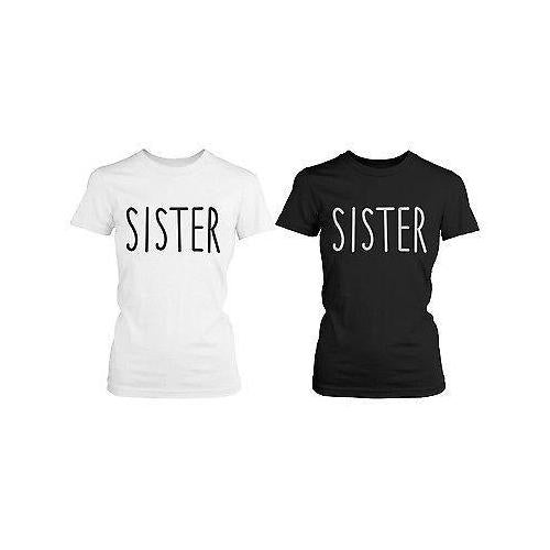 Cute Matching Graphic Shirts for Sisters Black and White Cotton T-shirts