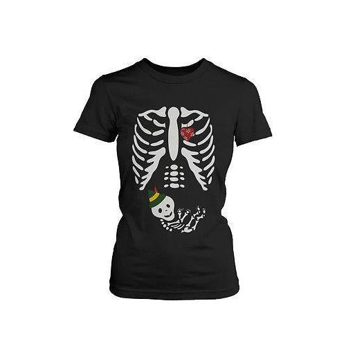 Cute Christmas Maternity Wear Cotton T-shirt - Elf Baby X-ray Graphic Tee