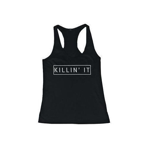 Women's Black Cotton Graphic Tank Top - Killin' It Killing It Tanks