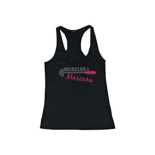 Women's Cute Black Cotton Work Out Tank Top - Muscles and Mascara