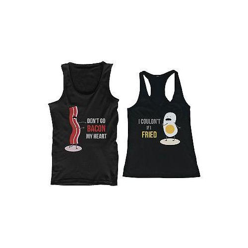 Don't Go Bacon My Heart, I Couldn't If I Fried Matching Couple Tank Tops